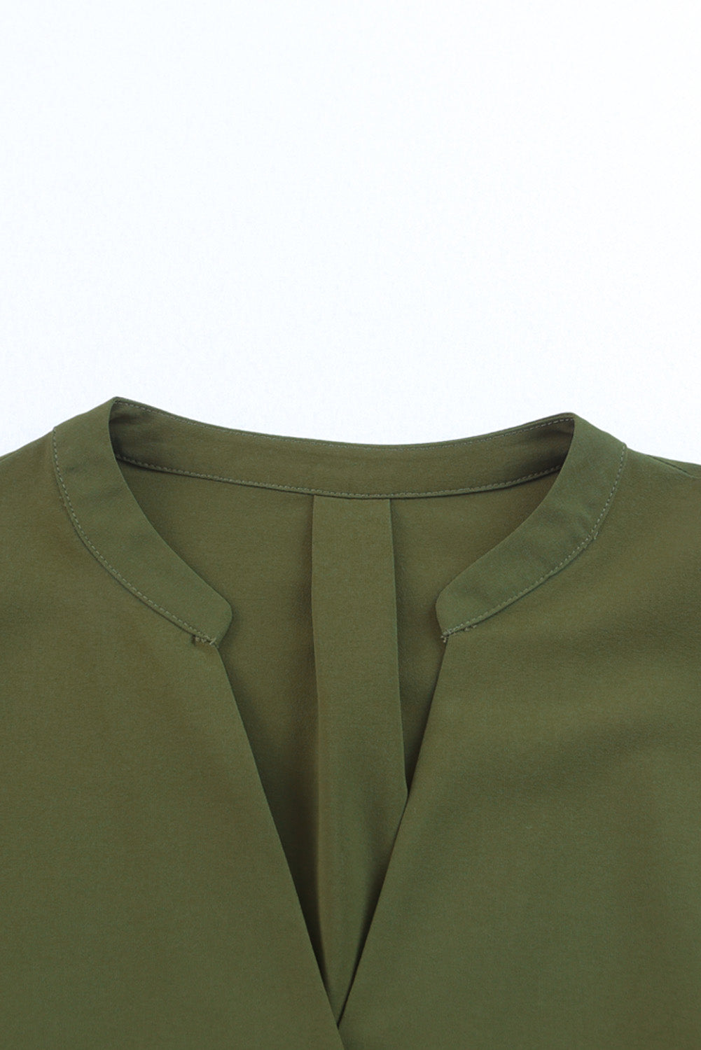 Green Split V Neck Ruffled Sleeves