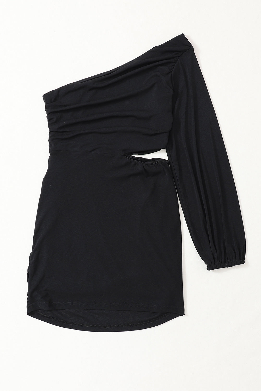 Black Asymmetric One Shoulder Cutout Bodycon
