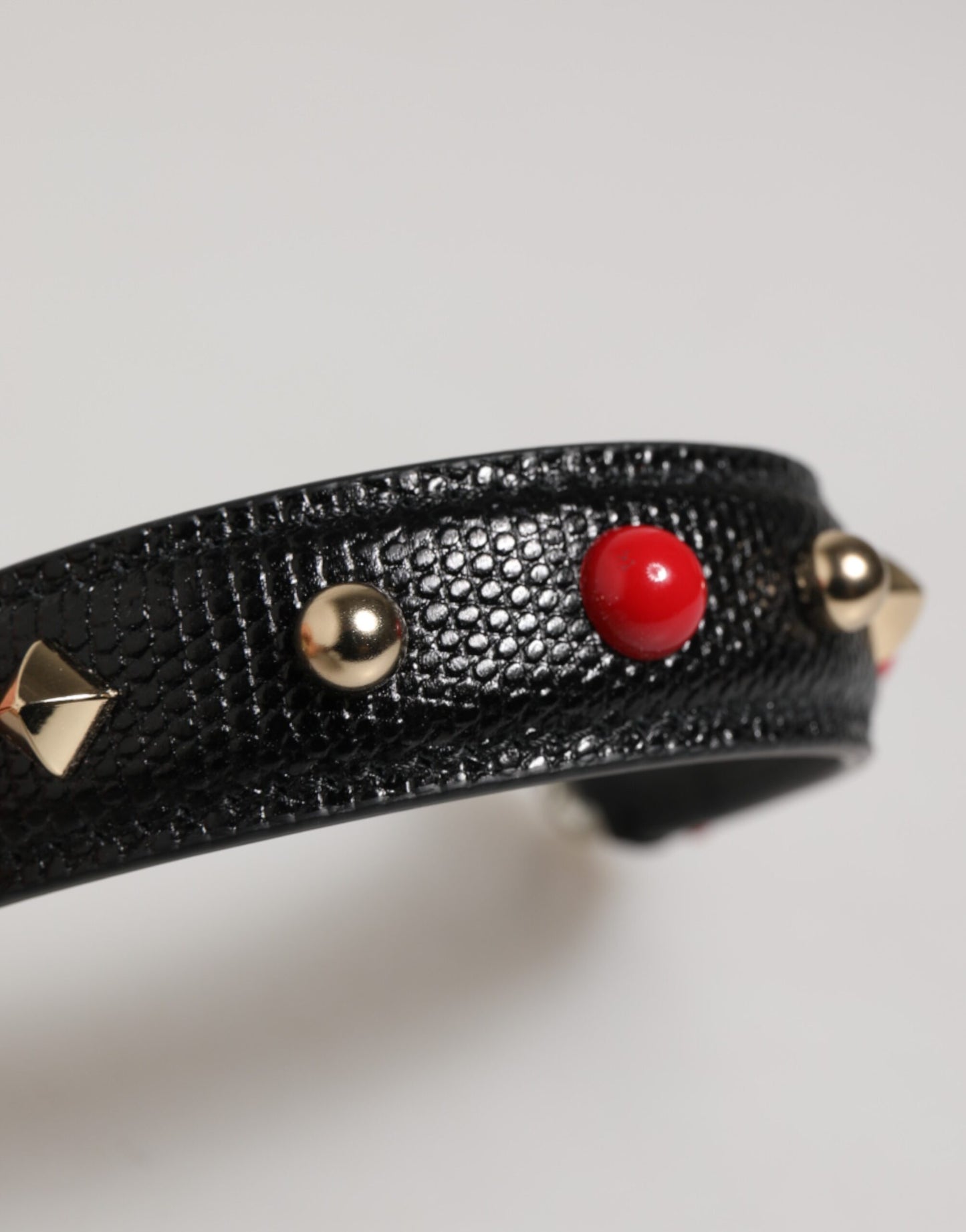 Dolce & Gabbana Black Embellished Leather Bag Handle Women Shoulder Strap