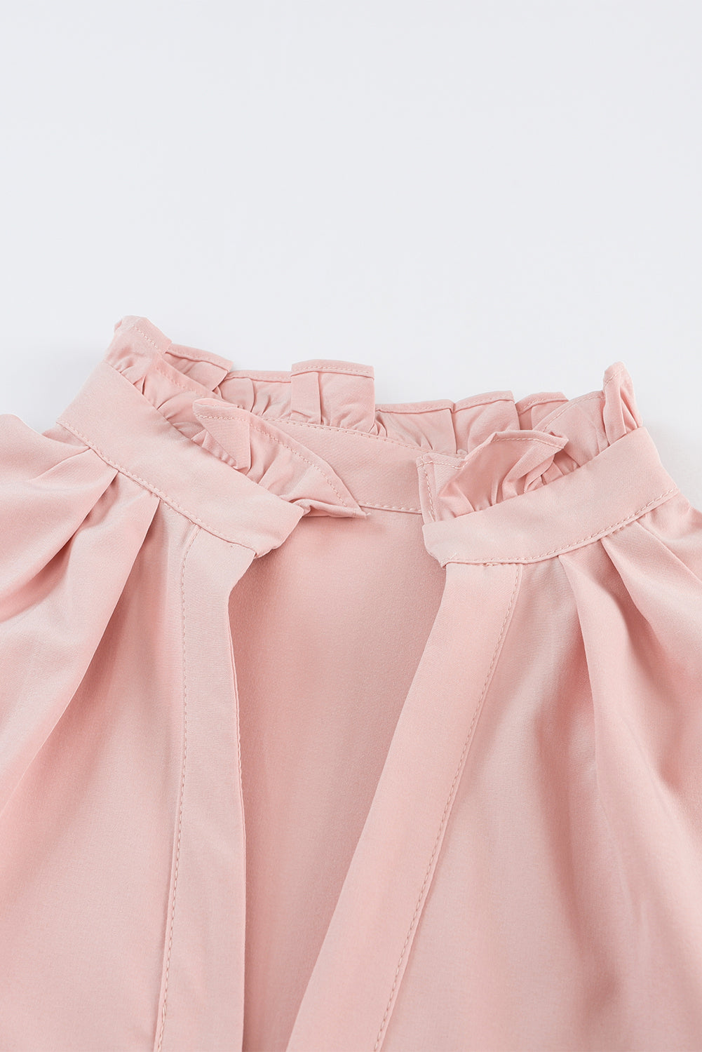 Pink Frilled Stand Collar Long Sleeve