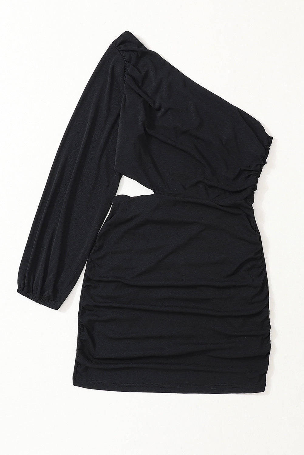 Black Asymmetric One Shoulder Cutout Bodycon