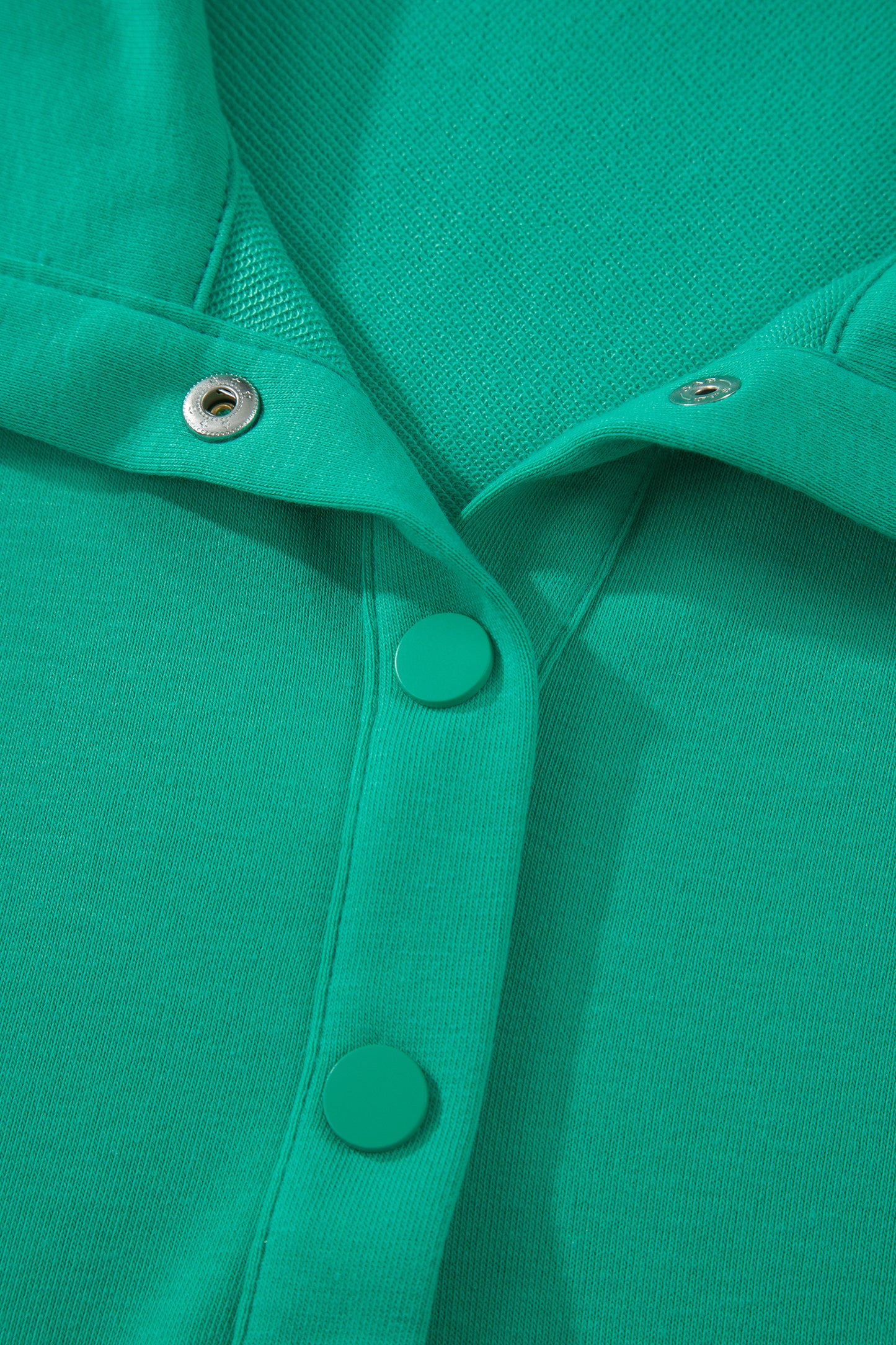 Beau Blue Solid Color Snap Button Polo Collar Short Sleeve Scallop Hem Mini Dress