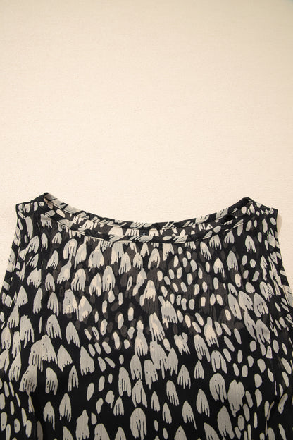 Black Printed Sleeveless Maxi Dress