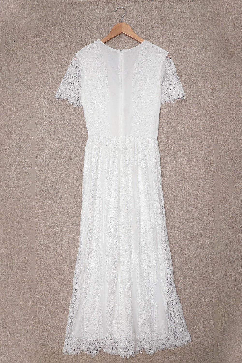 White V Neck High Waist Lace