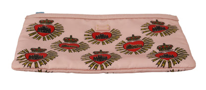 Dolce & Gabbana Clutch Pink D&G Logo Devotion Heart Toiletry Pouch Wallet