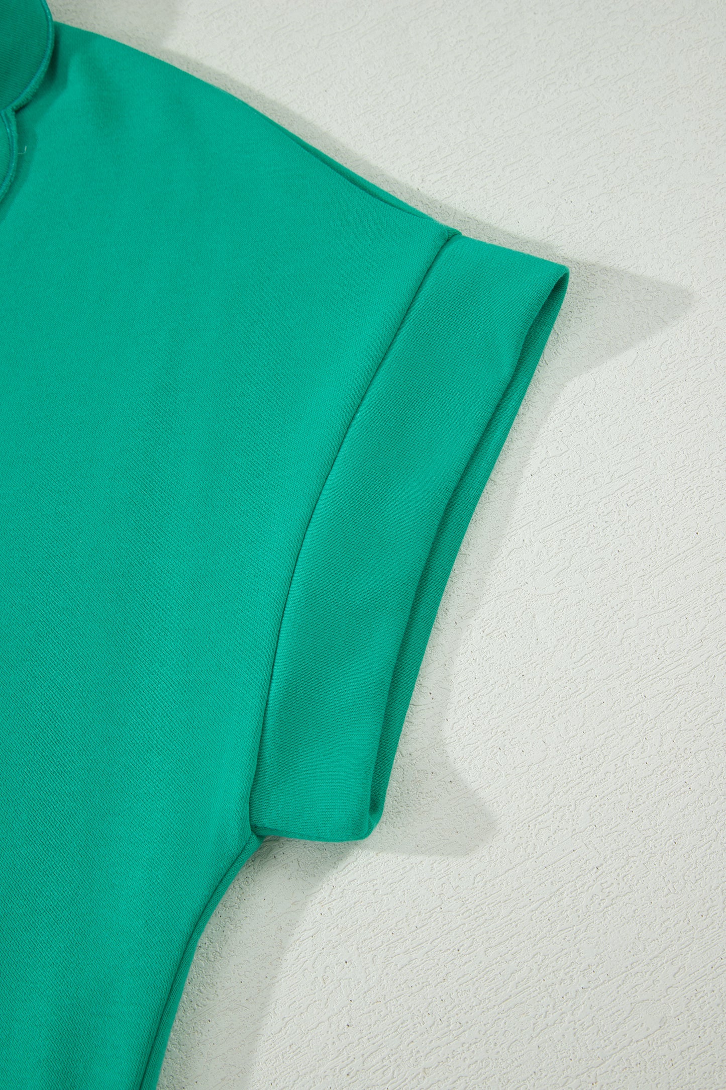 Beau Blue Solid Color Snap Button Polo Collar Short Sleeve Scallop Hem Mini Dress