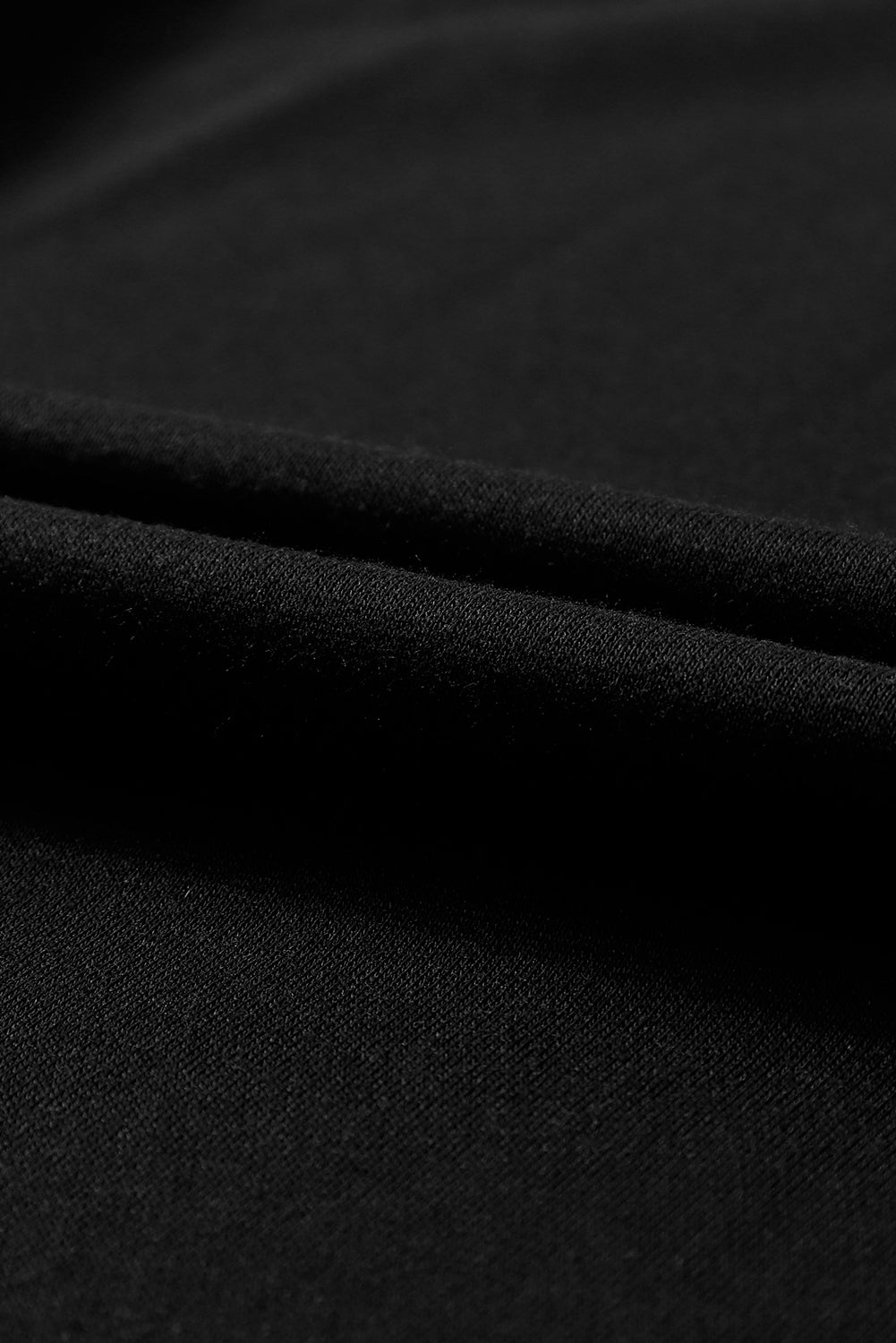 Black Solid Color Puff Sleeve Ruffle Hem