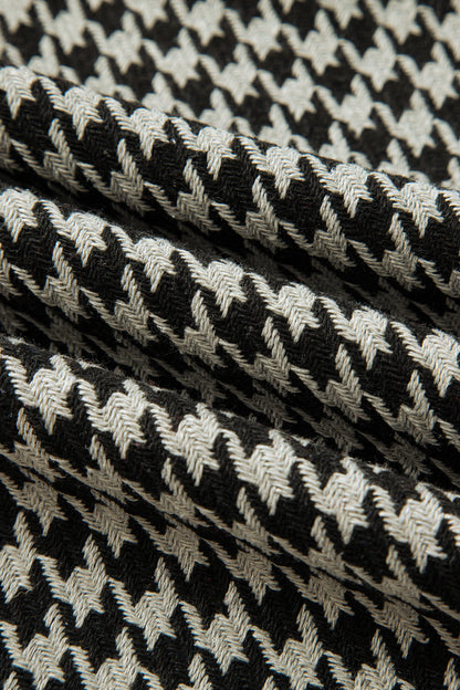 Red Houndstooth Print V Neck Sleeveless Mini Dress