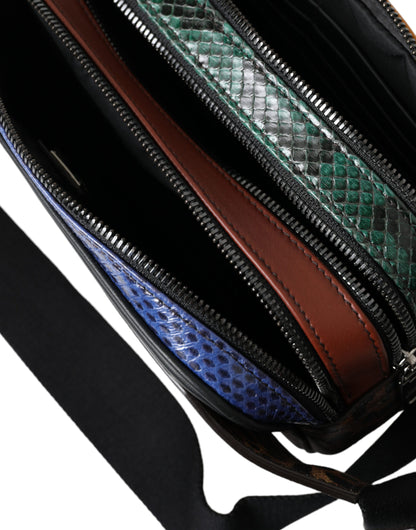 Dolce & Gabbana Black Exotic Leather Logo Belt Waist Fanny Pack Bag