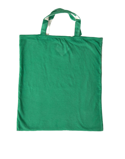 Prada Green Jersey Fabric Logo Shoulder Shopping Tote Shopping Bag
