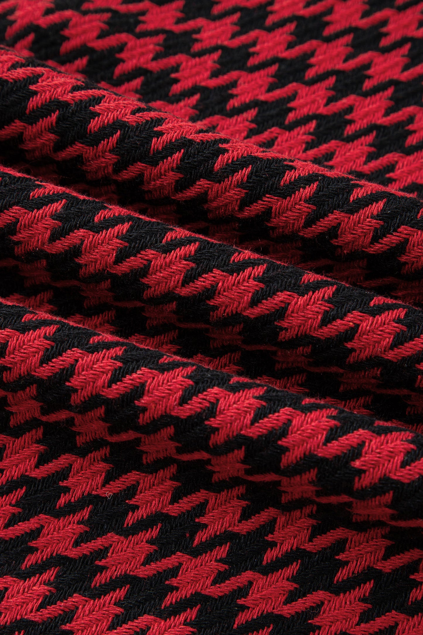 Red Houndstooth Print V Neck Sleeveless Mini Dress