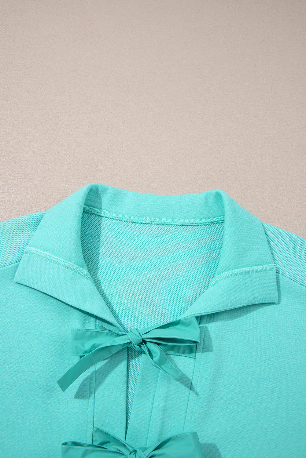 Moonlight Jade Bow Front Bracelet Sleeve Collared Side Pocket Shift Mini Dress