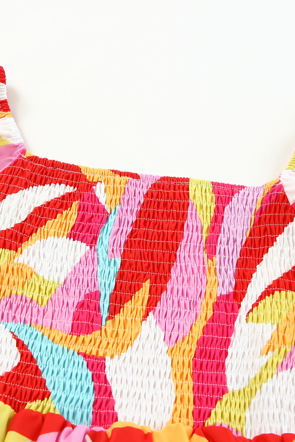 Multicolor Geometric Print Smocked Babydoll