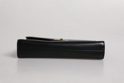 Dolce & Gabbana Black Leather Logo Plaque Document Briefcase Bag