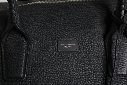 Dolce & Gabbana Black Calfskin Leather Hand Shoulder Duffle Bag