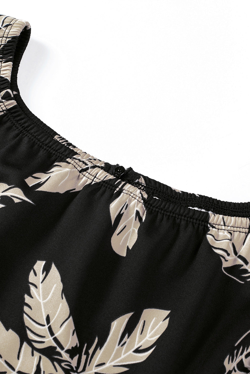 Black Pattern Print Off Shoulder Slit Bodycon 