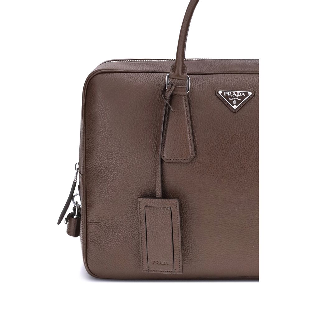 Prada Brown Calf Leather Bos Taurus Briefcase