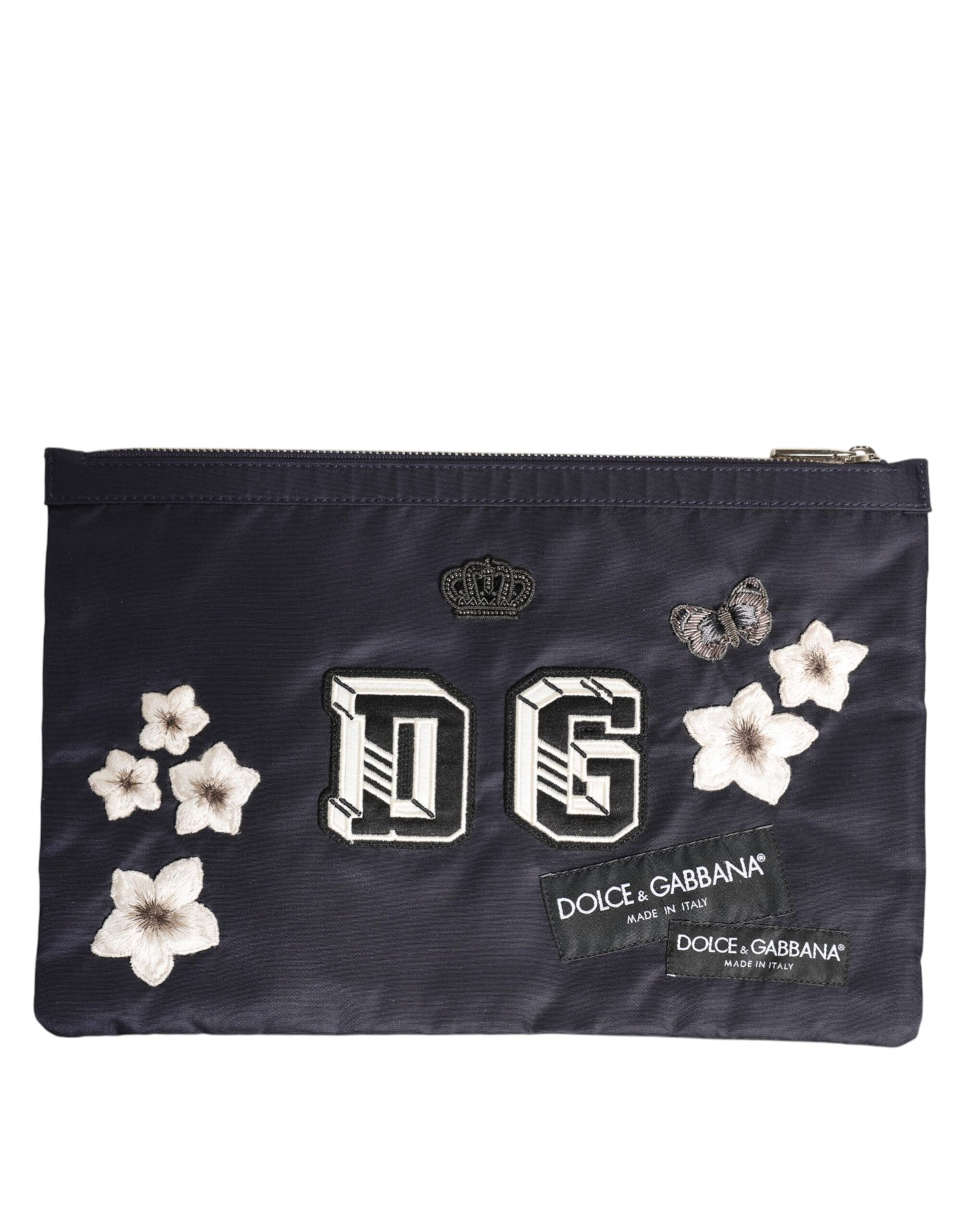 Dolce & Gabbana Blue DG Logo Patch Embellished Pouch Clutch Men Borse Bag