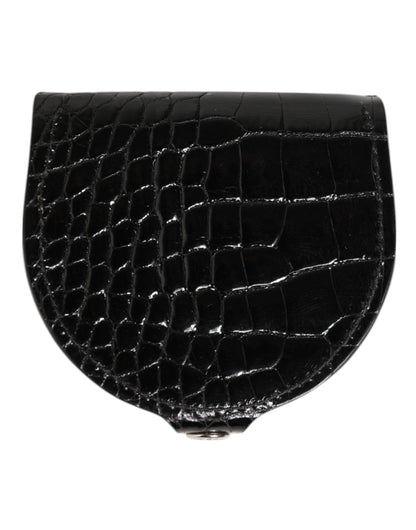 Dolce & Gabbana Black Polished Crocodile Leather Mens Coin Purse Wallet