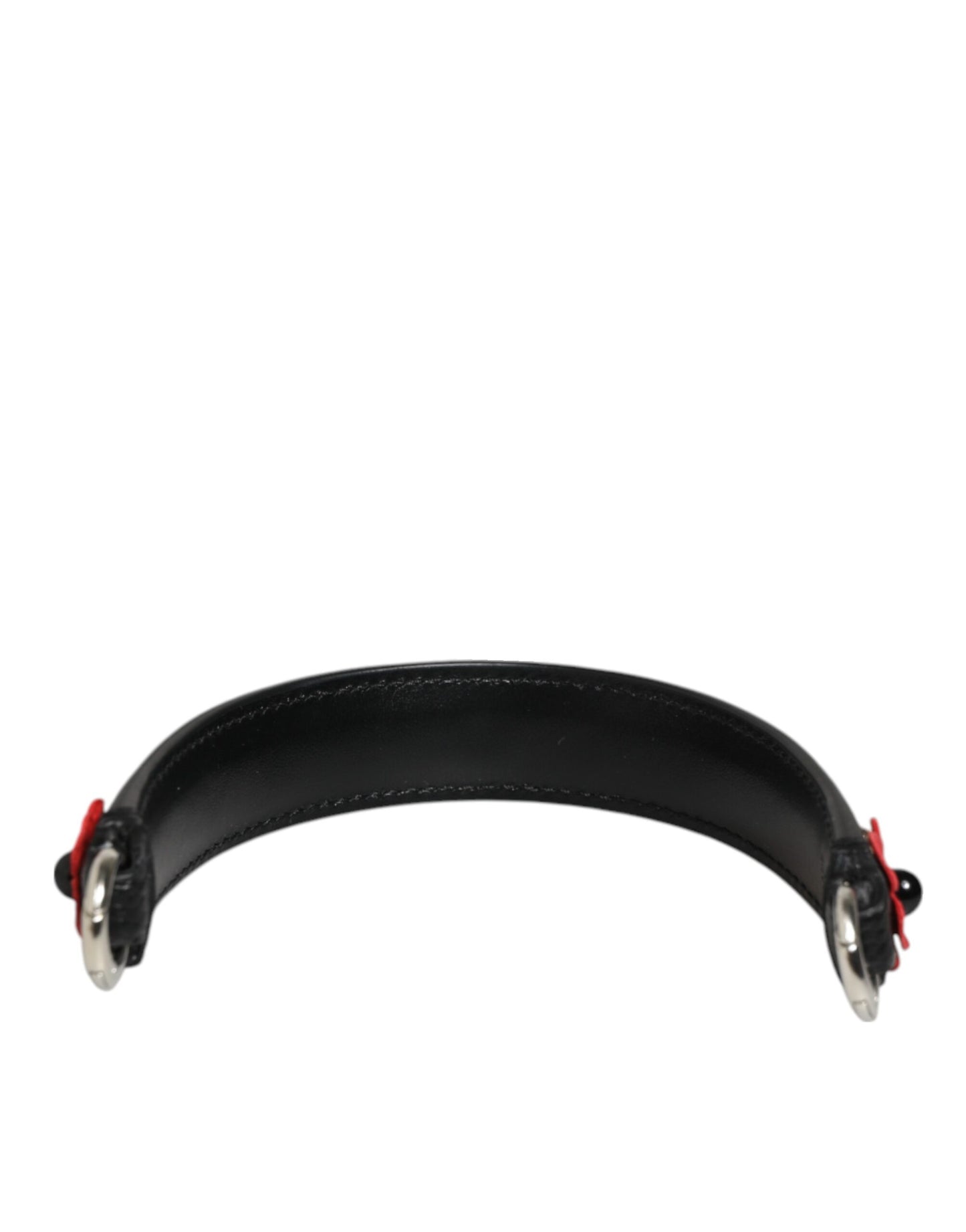 Dolce & Gabbana Black Embellished Leather Bag Handle Women Shoulder Strap