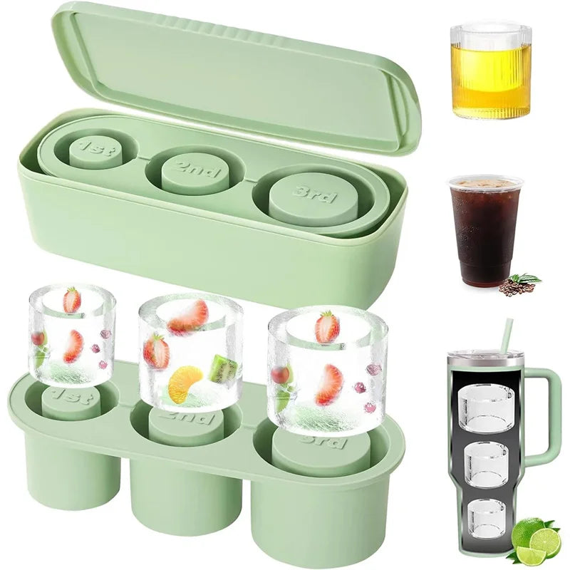 Hello AKARI Ice Cube Mold Tray For Stanley 20/30/40 Oz Tumbler Cups GREEN STYLE A