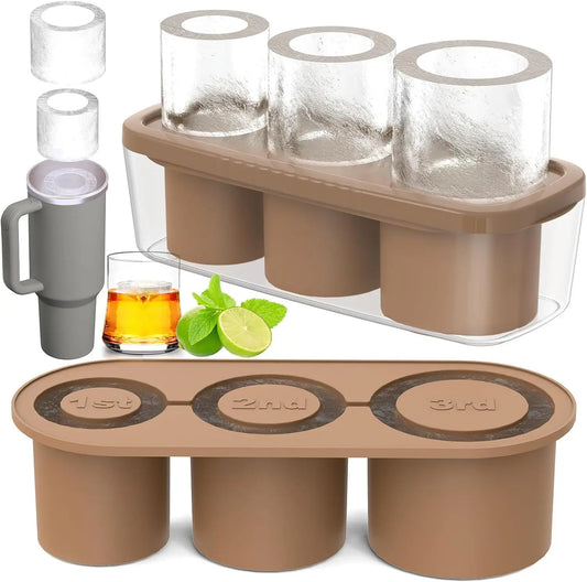 Hello AKARI Ice Cube Mold Tray For Stanley 20/30/40 Oz Tumbler Cups BROWN