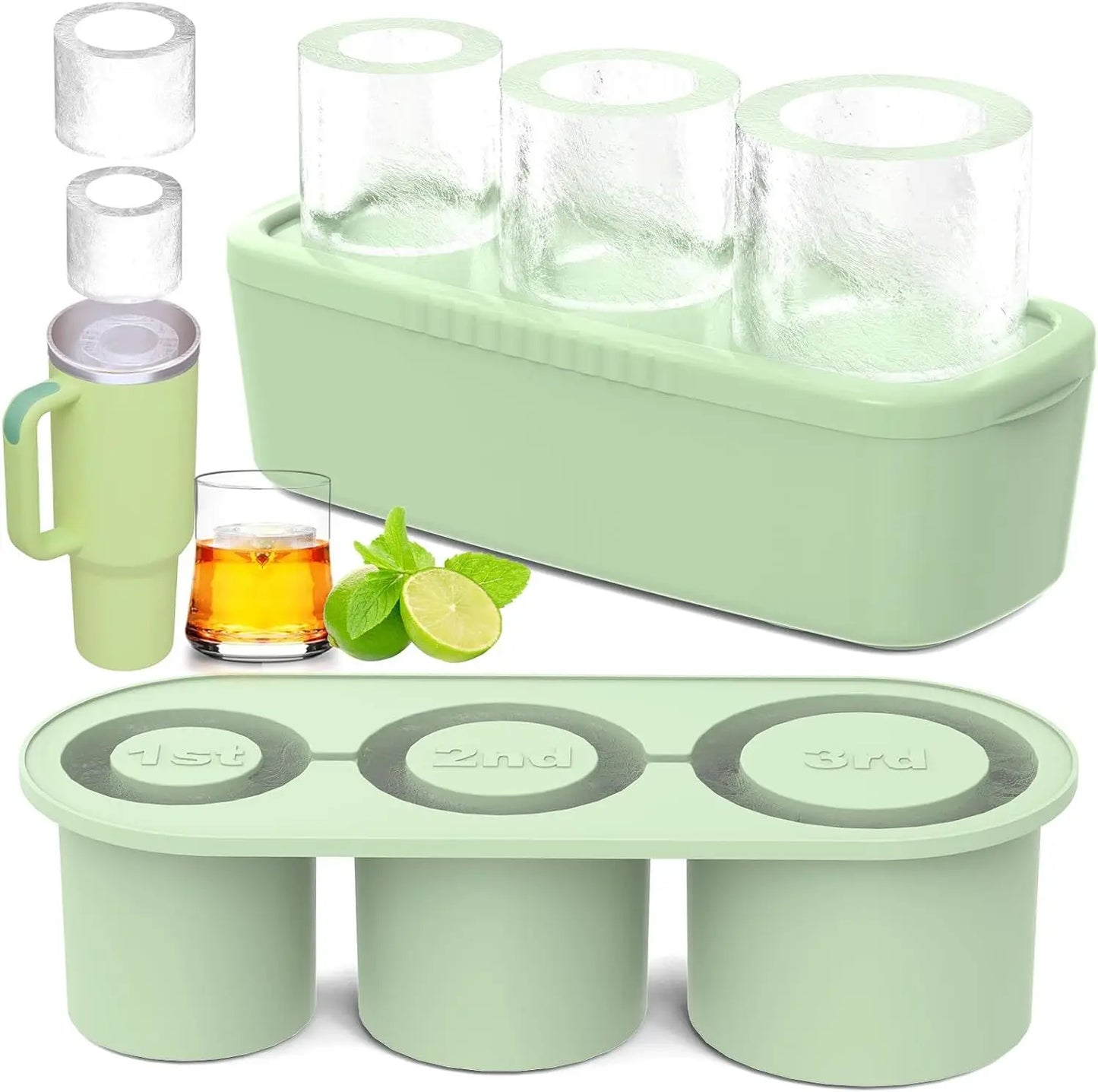 Hello AKARI Ice Cube Mold Tray For Stanley 20/30/40 Oz Tumbler Cups GREEN STYLE A