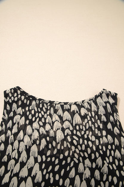 Black Printed Sleeveless Maxi Dress