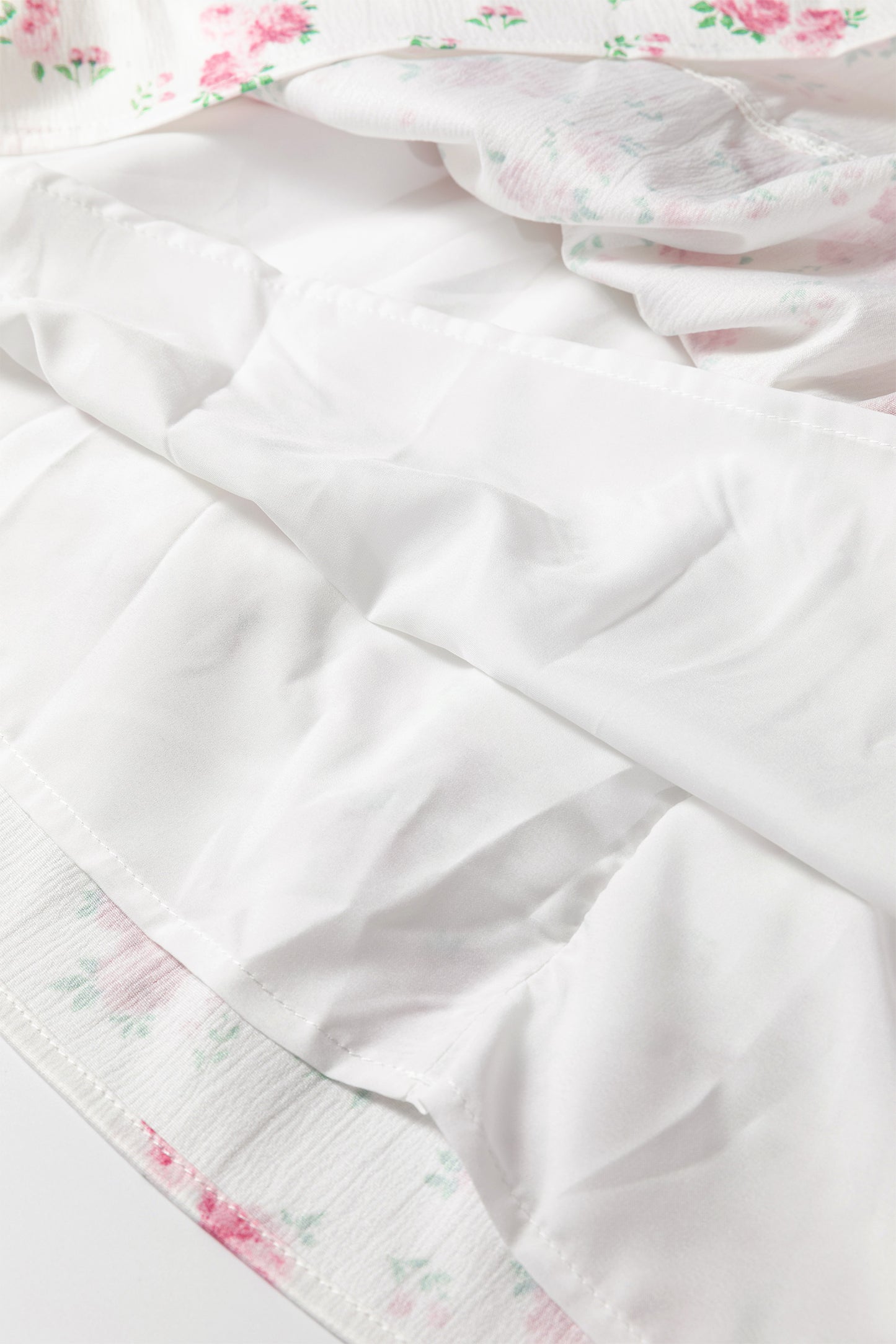 Pink Floral Print Long Sleeve Ruffle Detail Flared Mini Dress