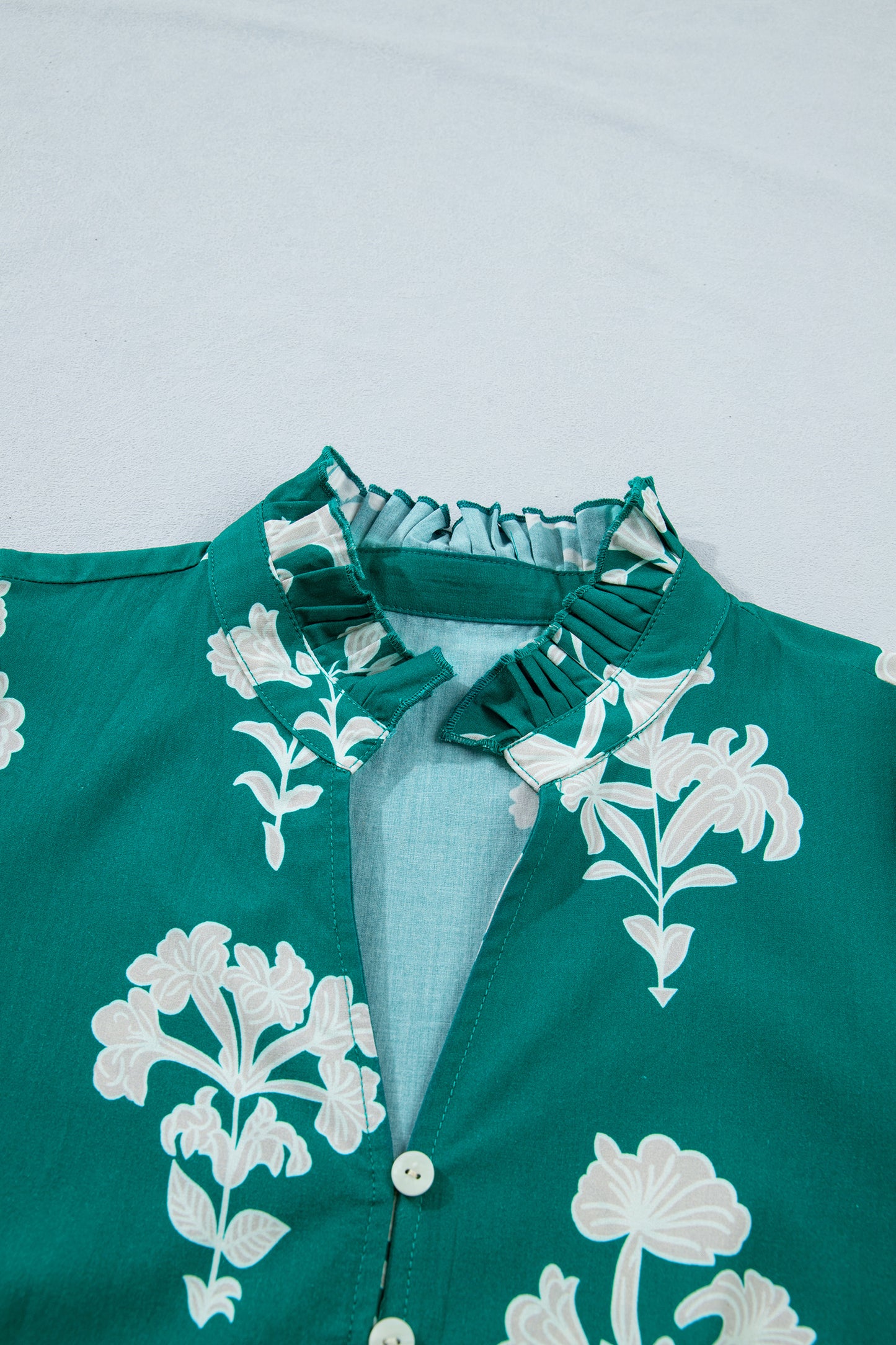Black Frilled V Neck Puff Short Sleeve Floral Mini Dress