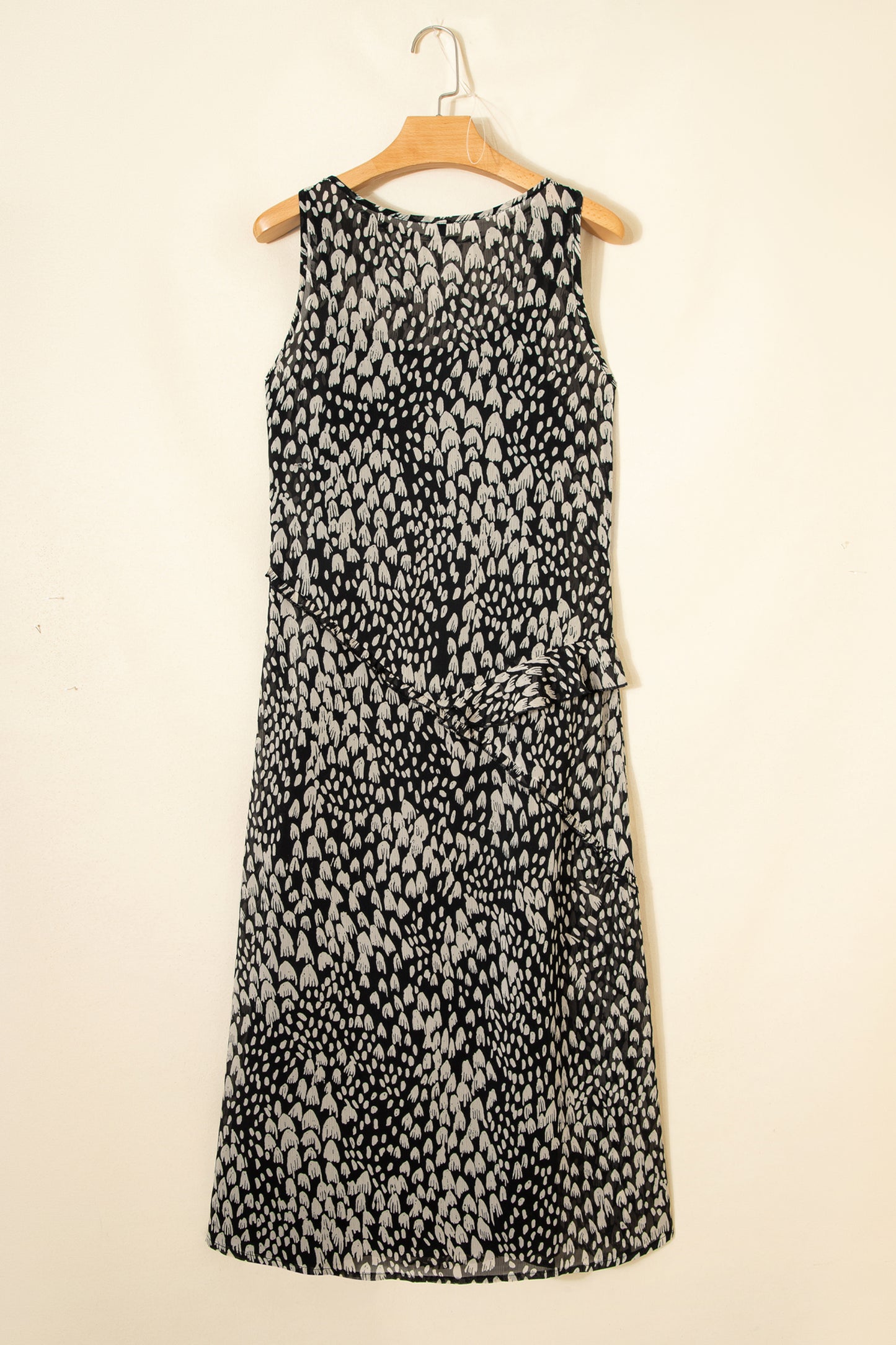 Black Printed Sleeveless Maxi Dress