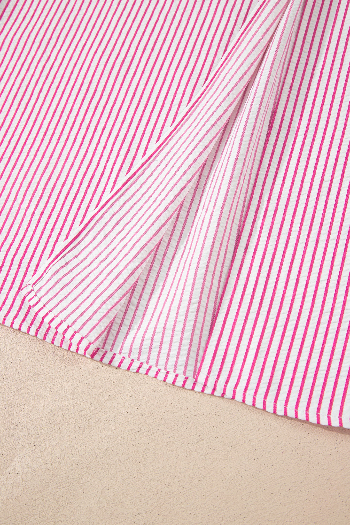 Black Stripe Frilled Detail Half Buttons Short Sleeve Long Dress